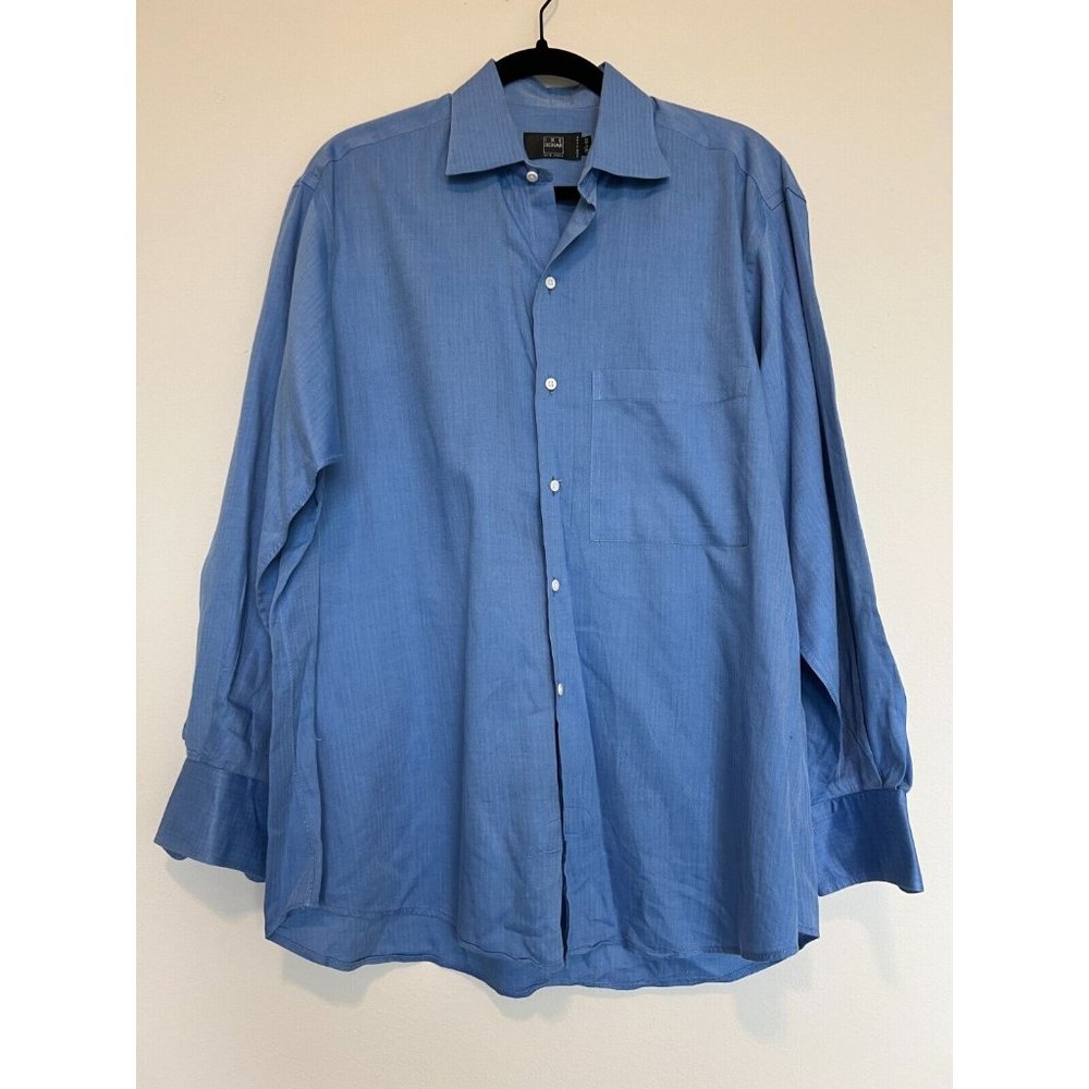 Men's Ike Behar Light Blue Long Sleeve Button Down Dress Shirt Size 15.5-33